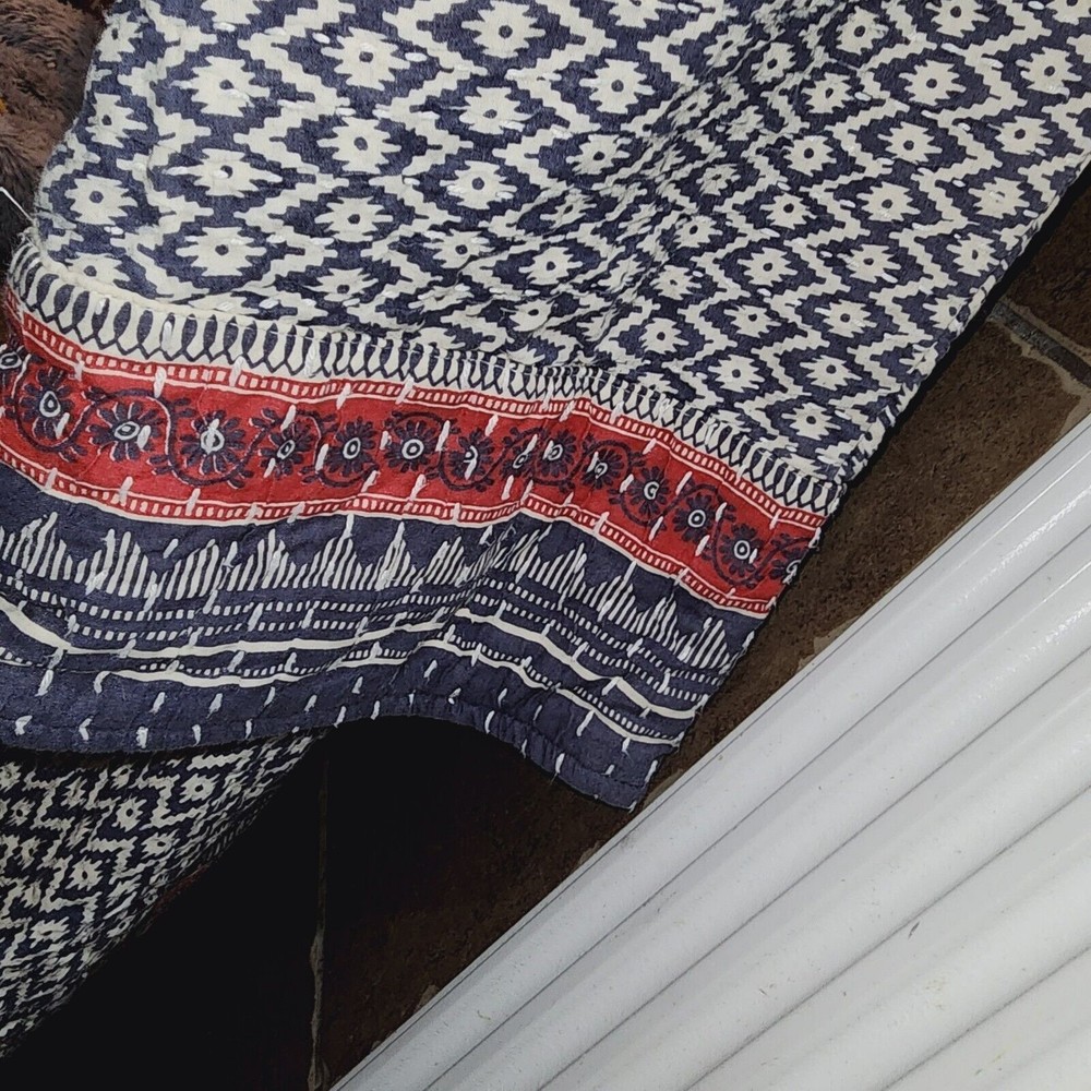 SUNDANCE CATALOG Sz M KANTHA Stitched Quilt Kimono Style Sleeves Open Front Robe - Picture 3 of 10